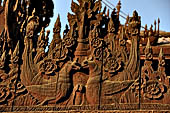 Myanmar - Mandalay, Shwe In Bin Kyaung a wonderful example of the Burmese unique teak architecture and wood-carving art. 